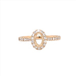 Natural Diamond Halo Semi Mount in 14K Solid Gold | Oval Prong Setting | Custom Sizes | Classic Ring Design | Engagement Ring Semi Mount