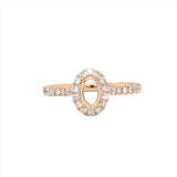 Natural Diamond Halo Semi Mount in 14K Solid Gold | Oval Prong Setting | Custom Sizes | Classic Ring Design | Engagement Ring Semi Mount