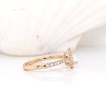 Natural Diamond Halo Semi Mount in 14K Solid Gold | Oval Prong Setting | Custom Sizes | Classic Ring Design | Engagement Ring Semi Mount