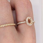 Natural Diamond Halo Semi Mount in 14K Solid Gold | Oval Prong Setting | Custom Sizes | Classic Ring Design | Engagement Ring Semi Mount