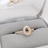 Natural Diamond Halo Semi Mount in 14K Solid Gold | Oval Prong Setting | Custom Sizes | Classic Ring Design | Engagement Ring Semi Mount