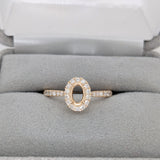 Natural Diamond Halo Semi Mount in 14K Solid Gold | Oval Prong Setting | Custom Sizes | Classic Ring Design | Engagement Ring Semi Mount