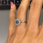 Unique Starburst Halo Design w Natural Baguette and Round Diamonds | Ring Semi Mount in 14K Solid Gold | Round Prong Setting | Custom Sizes