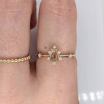 Dainty Ring Semi Mount w Natural Diamond Accents in 14K Solid Gold | Pear Shape Prong Setting | Custom Sizes | Engagement Ring Semi Mount
