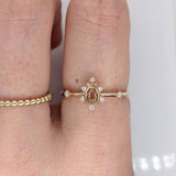 Dainty Ring Semi Mount w Natural Diamond Accents in 14K Solid Gold | Pear Shape Prong Setting | Custom Sizes | Engagement Ring Semi Mount