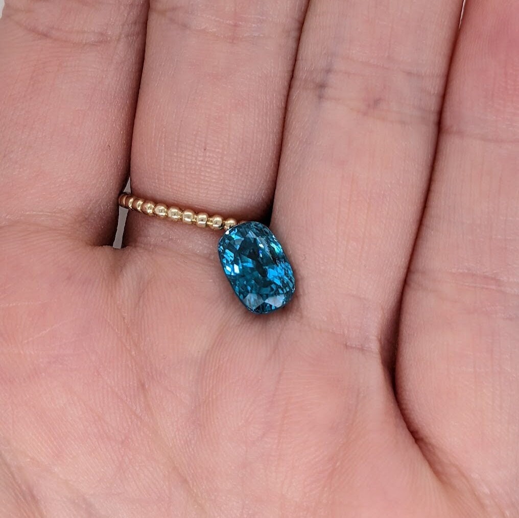 Natural Blue Zircon Loose Gemstone | Deep Oval Cut 10x7mm | Cambodian | December Birthstone | Blue Center Stone for Jewelry Setting | Heat