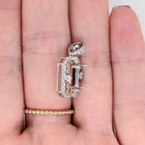 Dual Tone Filigree Pendant Setting w a Diamond Halo in 14k Gold | Emerald Cut | Customizable | Gemstone Setting | Heirloom Pendant