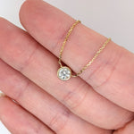 Solitaire Natural Diamond Necklace in Solid 14k White, Yellow or Rose Gold | Round Cut 5mm | Bezel Set | April Birthstone | Minimalist