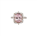 Glam Pink Morganite Ring in Solid 14K Dual White/Rose Gold w Natural Diamond Accents | Oval Cut 11x9mm | Prong Setting | Pink Gemstone