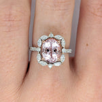 Glam Pink Morganite Ring in Solid 14K Dual White/Rose Gold w Natural Diamond Accents | Oval Cut 11x9mm | Prong Setting | Pink Gemstone