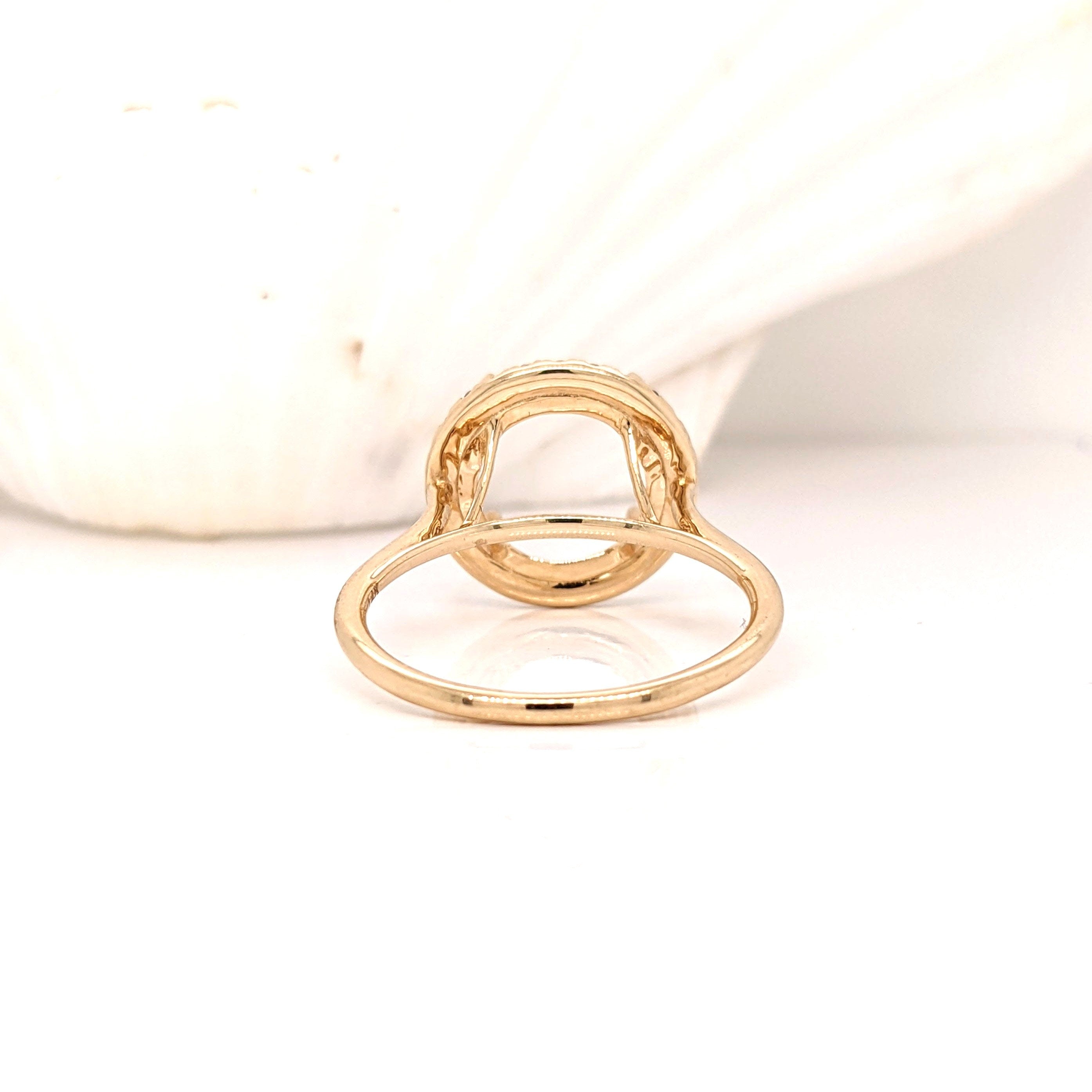Ring Semi Mount in Solid 14k White, Yellow or Rose Gold w Round Diamond Accents | Round Prong Setting | Custom Sizes | Gemstone Setting