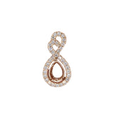 Infinity Loop Design Pendant Semi-Mount in Solid 14k Gold | Pear Shape Prong Setting | All Natural Diamond Accents | Dainty | Customizable