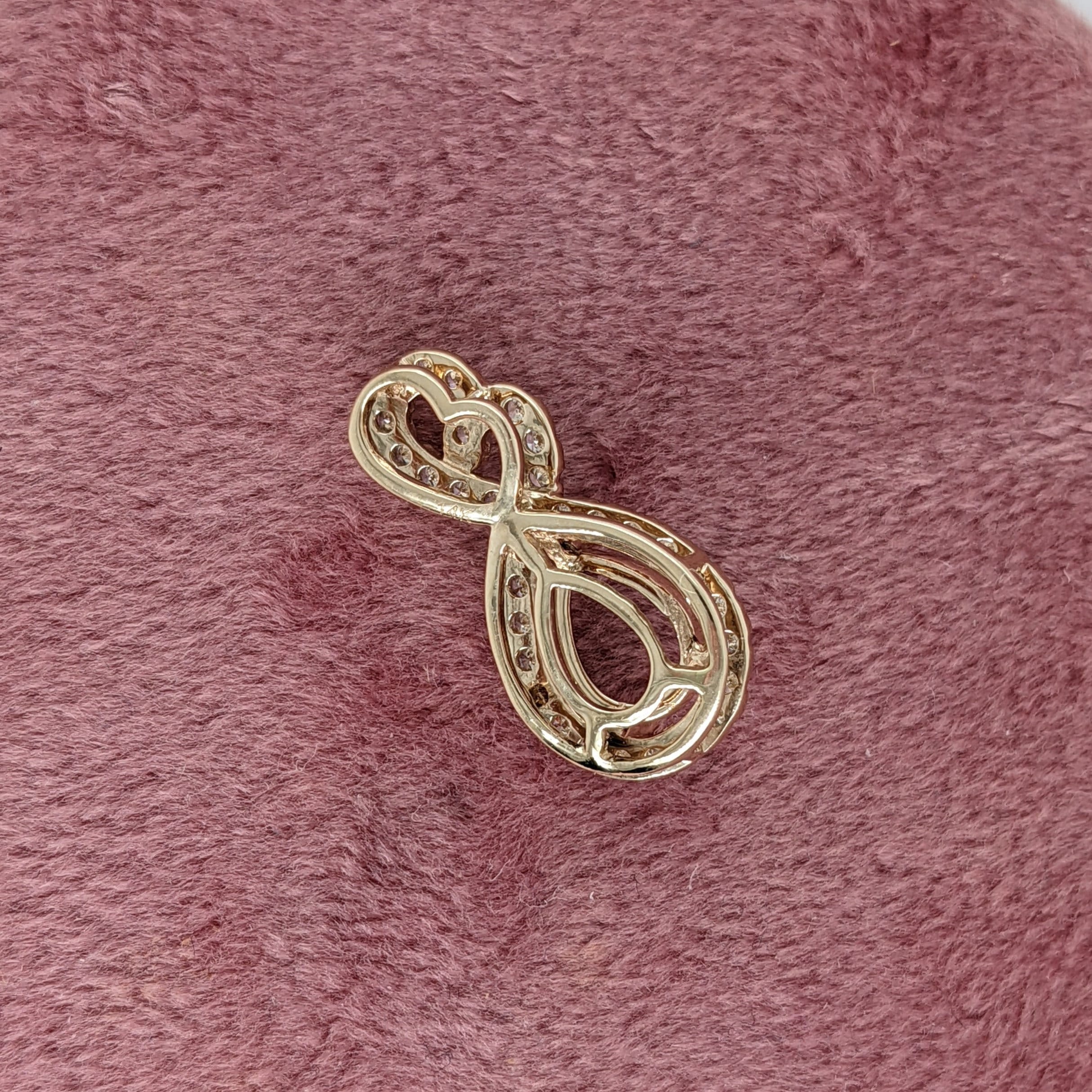 Infinity Loop Design Pendant Semi-Mount in Solid 14k Gold | Pear Shape Prong Setting | All Natural Diamond Accents | Dainty | Customizable