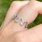 Statement Freeform Pave Diamond Band in Solid 14K Gold | Statement Band | Squiggle Ring | Sinewave Curve | Thumb Ring | Cigar Ring | Sizable