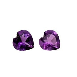 Natural Zambian Amethyst Loose Gemstone | Heart Shape 5mm | February Birthstone | Purple | Jewelry Center Stone | Certified | Single or Pair