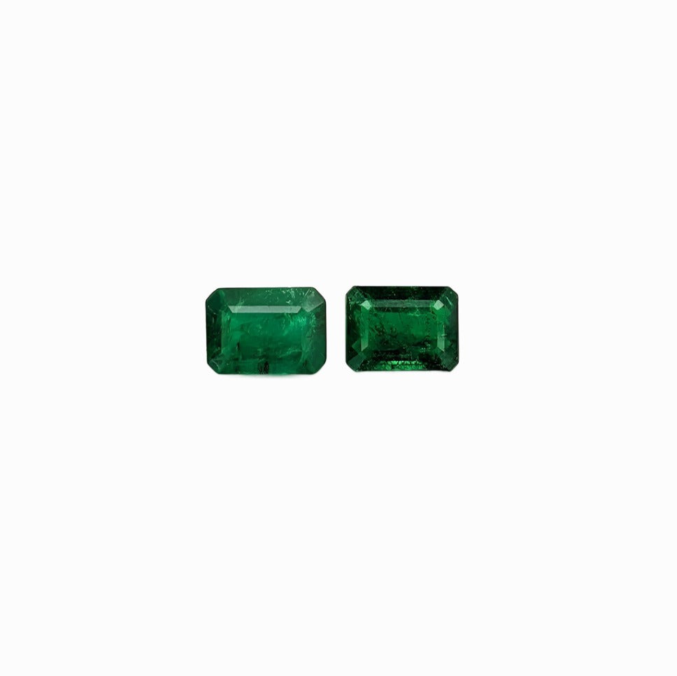 AAA Quality Zambian Emerald Loose Gemstone Pair | Emerald Cut 8x6mm | May Birthstone | Natural Earth Mined | Green Center Stone | 3 Carat