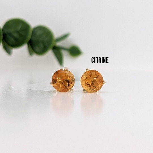 3mm Martini Prong Gemstone Studs Made with Solid 14k White, Yellow or Rose Gold | Pushback Earrings | Birthstone | Faceted Gems | Small