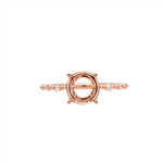 Minimalist Ring Semi Mount in Solid 14k Gold w Natural Diamond Accents | Round Cut | Custom Sizes | Customizable