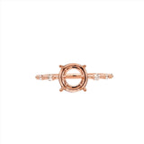 Minimalist Ring Semi Mount in Solid 14k Gold w Natural Diamond Accents | Round Cut | Custom Sizes | Customizable
