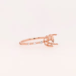 Minimalist Ring Semi Mount in Solid 14k Gold w Natural Diamond Accents | Round Cut | Custom Sizes | Customizable