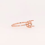 Minimalist Ring Semi Mount in Solid 14k Gold w Natural Diamond Accents | Round Cut | Custom Sizes | Customizable