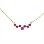 Natural Pink Sapphire Necklace in Solid 14k Yellow, White or Rose Gold | Gemstone Bubble Pendant | Attached Chain | September Birthstone