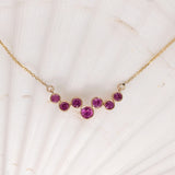 Natural Pink Sapphire Necklace in Solid 14k Yellow, White or Rose Gold | Gemstone Bubble Pendant | Attached Chain | September Birthstone