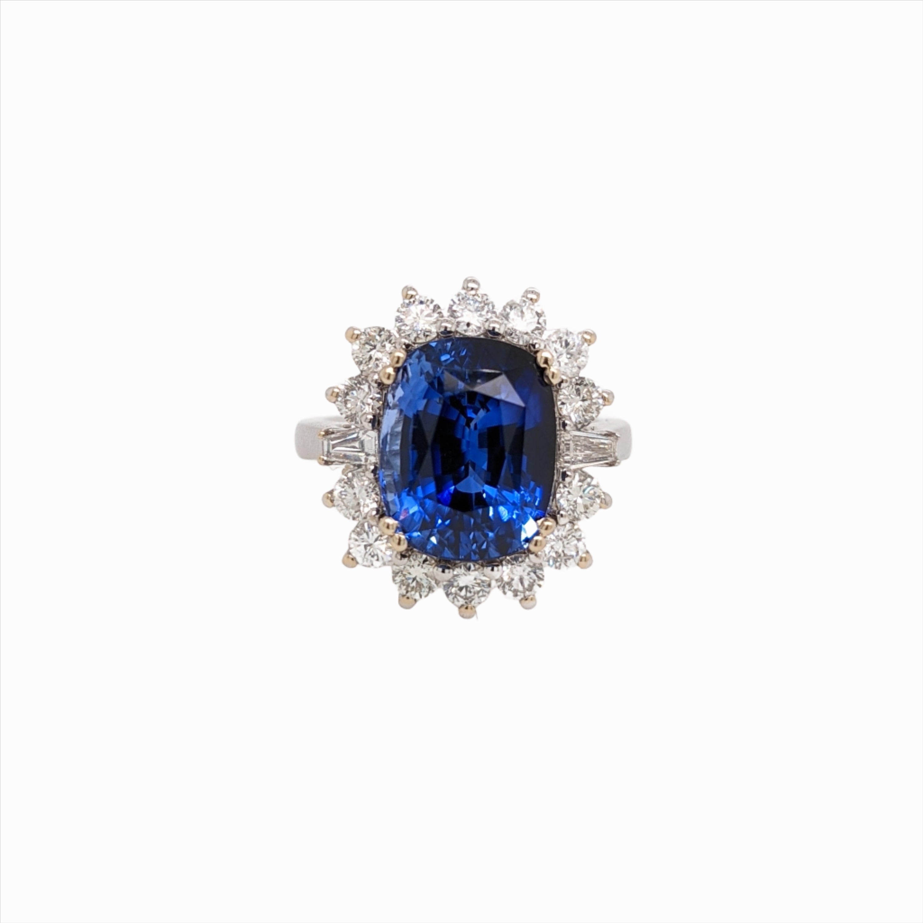 Stunning Ceylon Sapphire Ring w a Natural Diamond Halo in Solid 18k White Gold | Cushion 12x10mm | 9 carat Sapphire | Engagement Ring