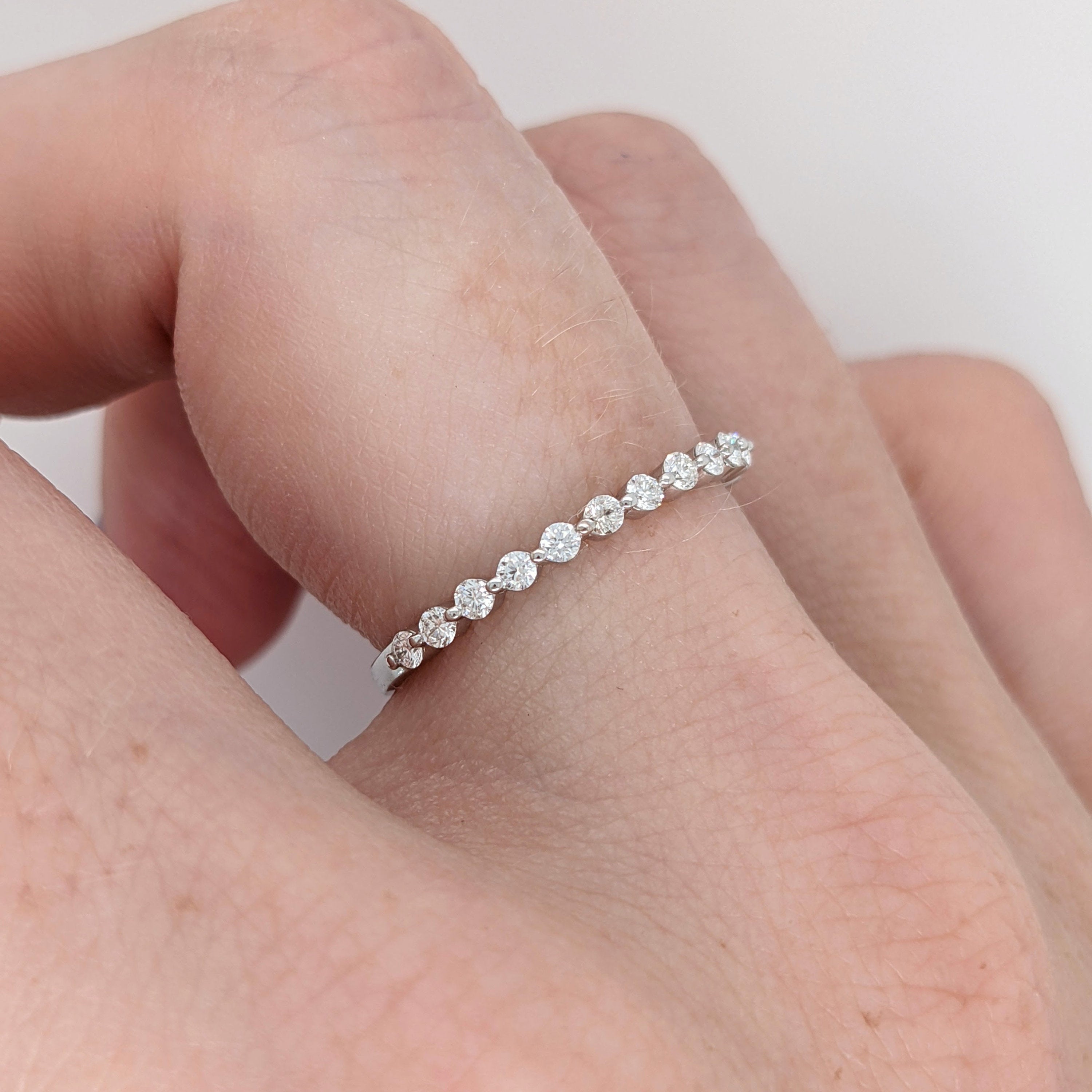 Diamond Eternity Band in Solid 14k White, Yellow, or Rose Gold and Natural SI GH Diamonds | Stackable Band | Wedding Anniversary Engagement