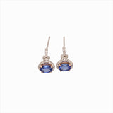 Captivating Tanzanites in an Elegant Dual 14K Gold w Natural Diamond Accents | Drop Earrings | Oval 7x5mm | Friction Back | Blue Gems