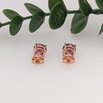 Purple Garnet Studs in Solid 14K Yellow, White or Rose Gold || Round 7mm | Solitaire Findings | Gemstone Earrings |