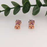 Purple Garnet Studs in Solid 14K Yellow, White or Rose Gold || Round 7mm | Solitaire Findings | Gemstone Earrings |
