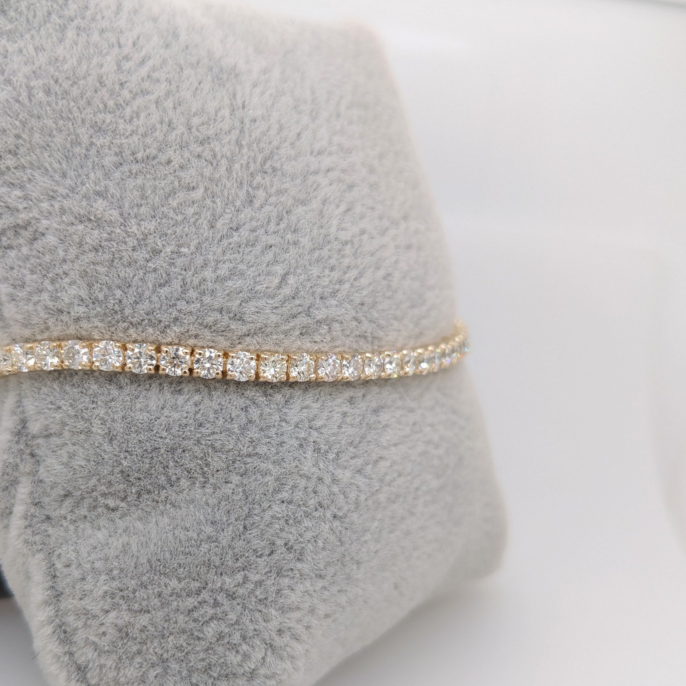 5 carats Diamond Tennis Bracelet in 14K Yellow Gold with Secure Clasp | Low Profile 4 prong | Natural Gemstone Bracelet | Gift for Her