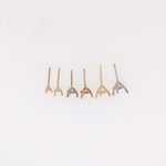 Martini Round Earring Settings for Studs Solid in 14k Gold Mounting | 3mm 4mm 5mm 6mm 7mm 8mm | Screw backs Push Backs | Solitaire Findings