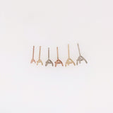 Martini Round Earring Settings for Studs Solid in 14k Gold Mounting | 3mm 4mm 5mm 6mm 7mm 8mm | Screw backs Push Backs | Solitaire Findings