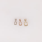 Oval Pendant Setting in 14k solid gold | Mounting, Charm, Slide | 6x4 7x5 8x6 9x7 10x8 | With bail | Solitaire Findings | 4 Prongs