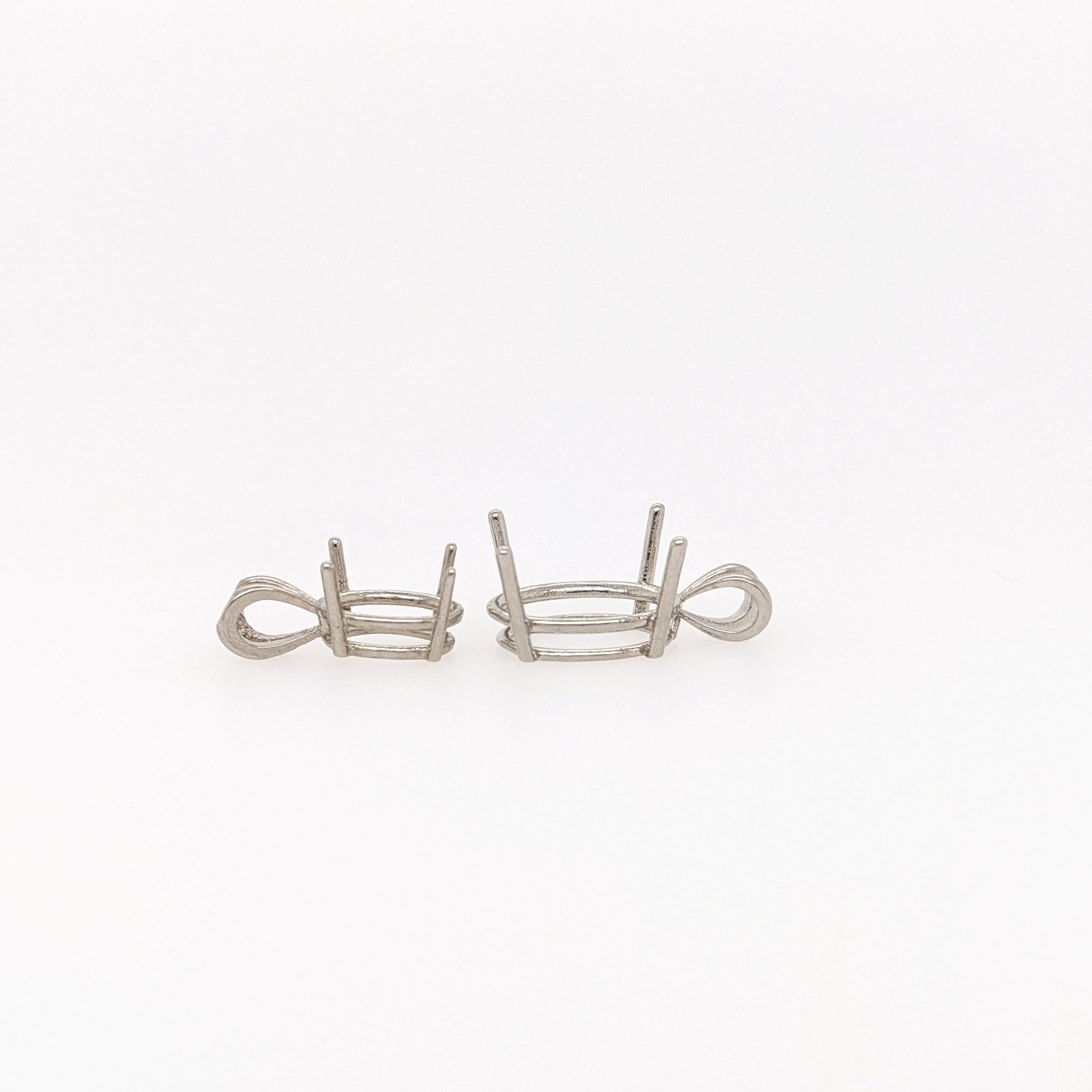 Oval Pendant Setting in 14k solid gold | Mounting, Charm, Slide | 6x4 7x5 8x6 9x7 10x8 | With bail | Solitaire Findings | 4 Prongs