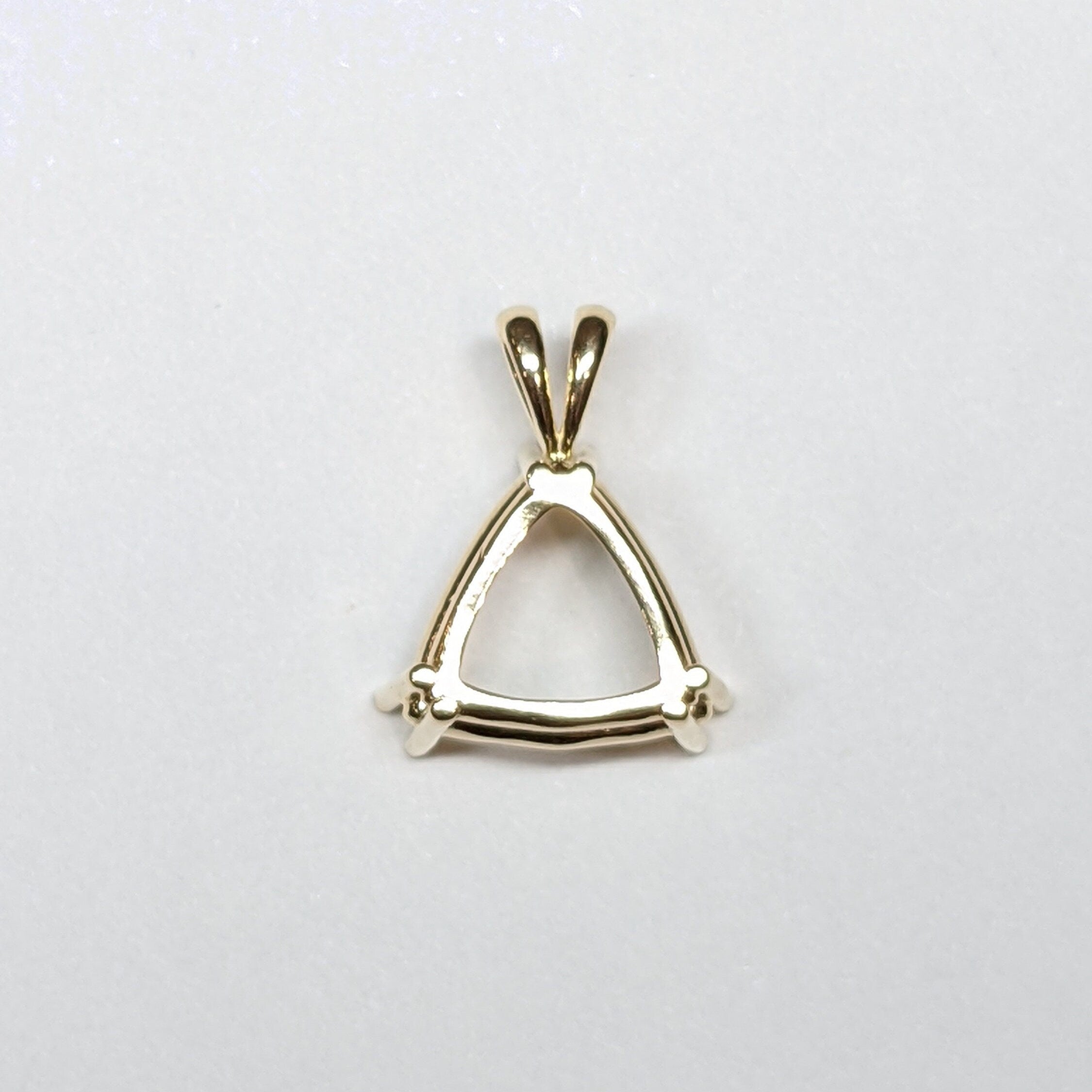 14K Solid Gold Trillion Pendant Setting, Finding, Basket, Prongs | 4mm 5mm 6mm 7mm 8mm 9mm 10mm 11mm | Solitaire Necklace | Made In America