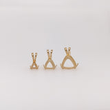 14K Solid Gold Trillion Pendant Setting, Finding, Basket, Prongs | 4mm 5mm 6mm 7mm 8mm 9mm 10mm 11mm | Solitaire Necklace | Made In America