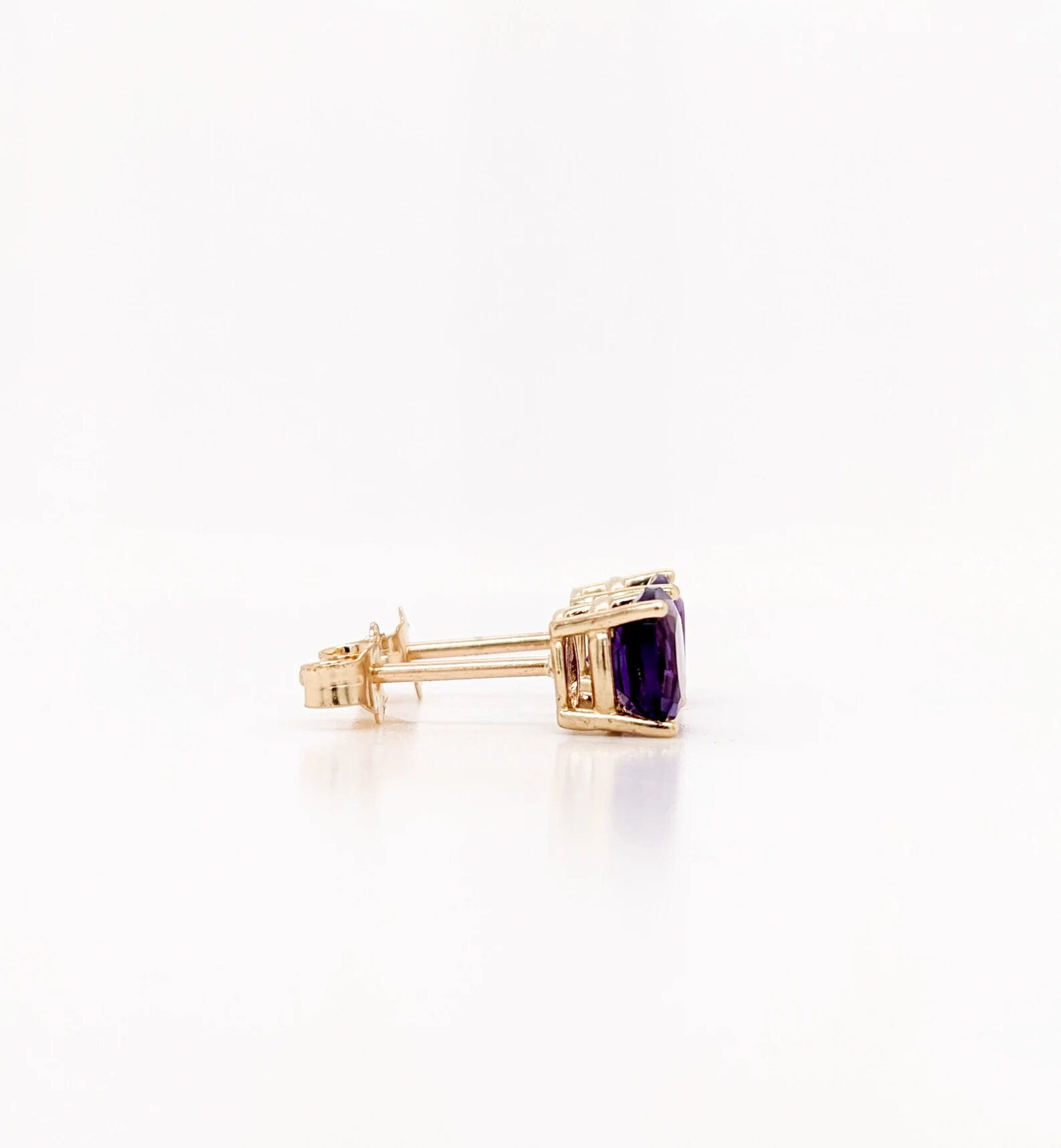 Square Cushion Princess Cut Earring Studs, Findings, Baskets, Prongs in 14K Solid Gold | 4mm 5mm 6mm 7mm 8mm 9mm | Solitaire Studs | America