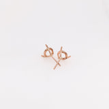 Martini Round Earring Settings for Studs Solid in 14k Gold Mounting | 3mm 4mm 5mm 6mm 7mm 8mm | Screw backs Push Backs | Solitaire Findings