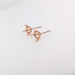 Martini Round Earring Settings for Studs Solid in 14k Gold Mounting | 3mm 4mm 5mm 6mm 7mm 8mm | Screw backs Push Backs | Solitaire Findings