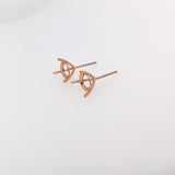 Martini Round Earring Settings for Studs Solid in 14k Gold Mounting | 3mm 4mm 5mm 6mm 7mm 8mm | Screw backs Push Backs | Solitaire Findings