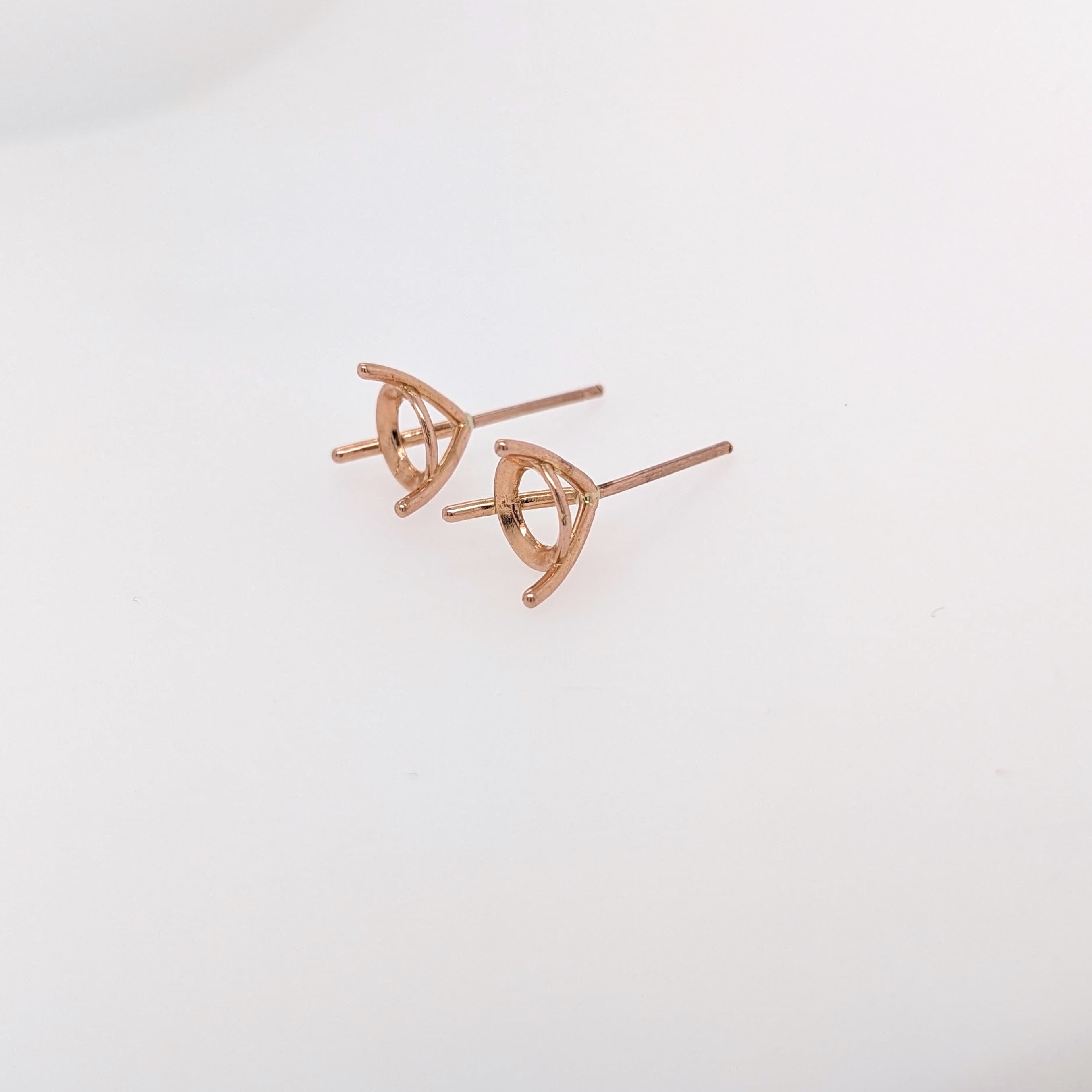 Martini Round Earring Settings for Studs Solid in 14k Gold Mounting | 3mm 4mm 5mm 6mm 7mm 8mm | Screw backs Push Backs | Solitaire Findings