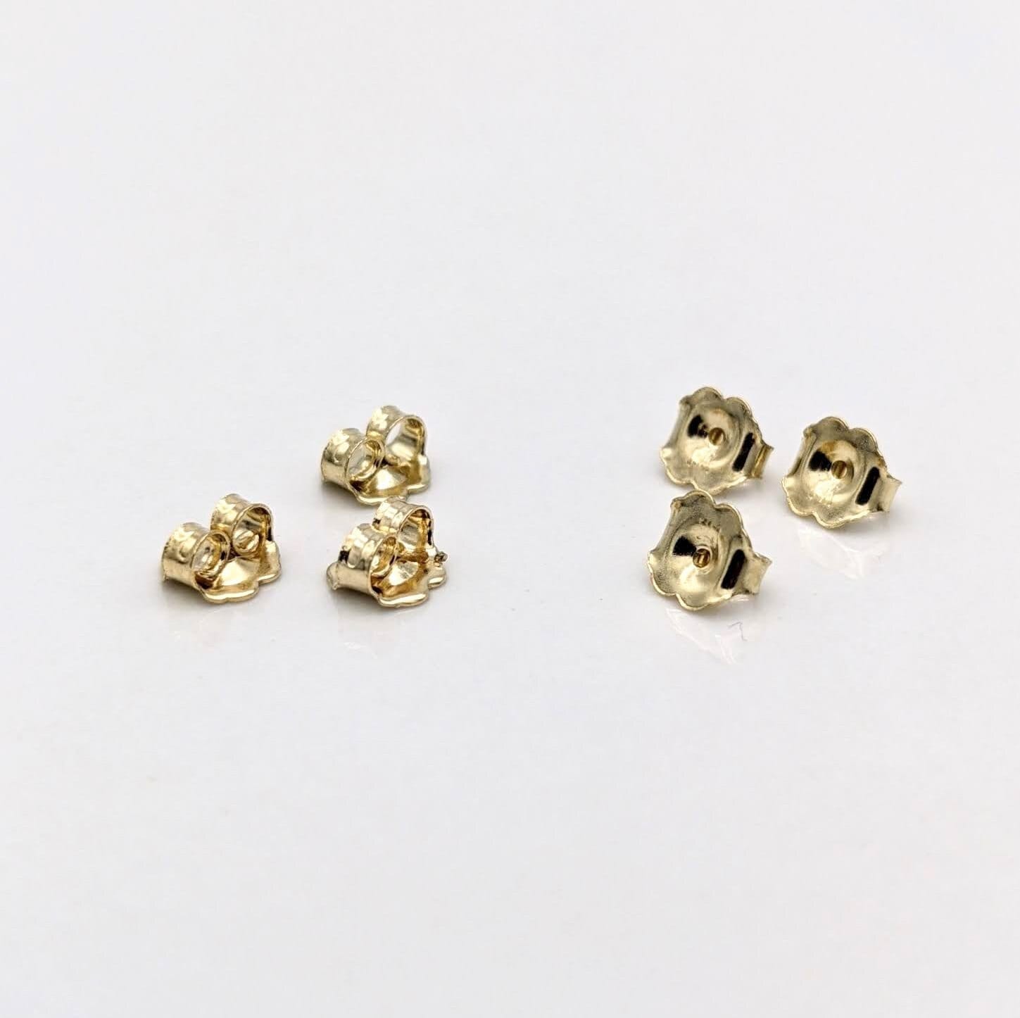 Trillion Earring Settings for Studs Solid 14k Gold Mounting | 4mm 5mm 6mm 7mm | Screw / Push Backs | Solitaire Findings | 3 Prong (Double)