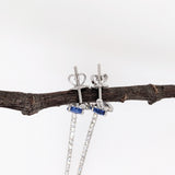 Classy Blue Tanzanite Dangle Earrings w Natural Diamond Accents in Solid 14k White Gold | Round 6mm | Push Back | December Birthstone