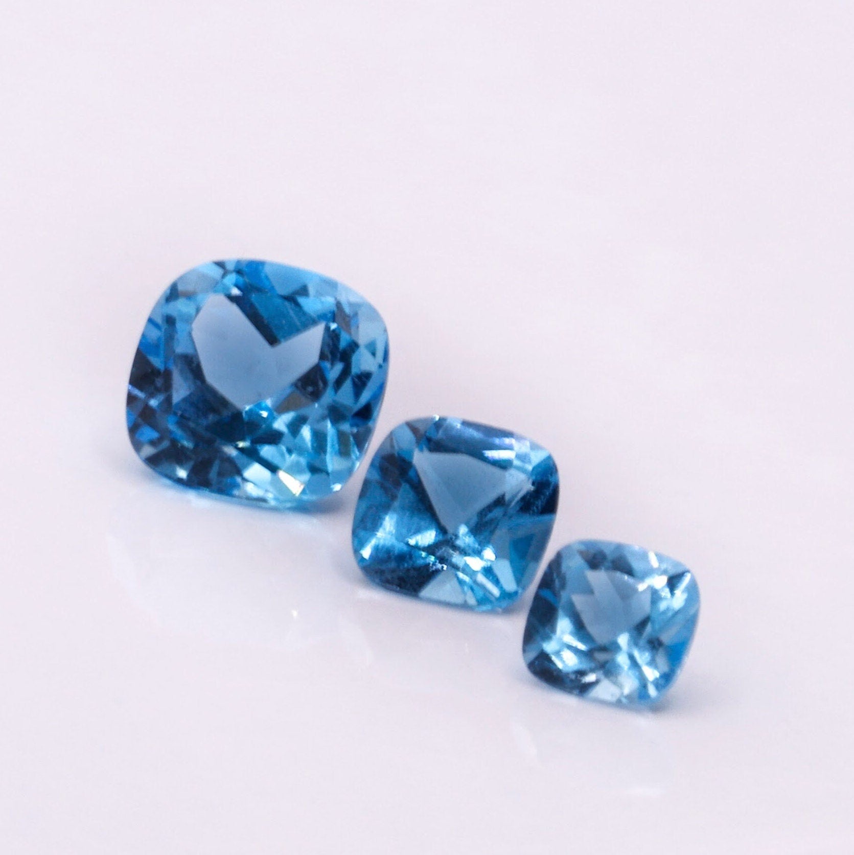 Gemstones-Swiss Blue Topaz Natural Gemstone ||| Cushion Cut| 5, 6, 8mm || December Birthstone || Swiss Topaz || Loose Gemstone || Customize || - NNJGemstones