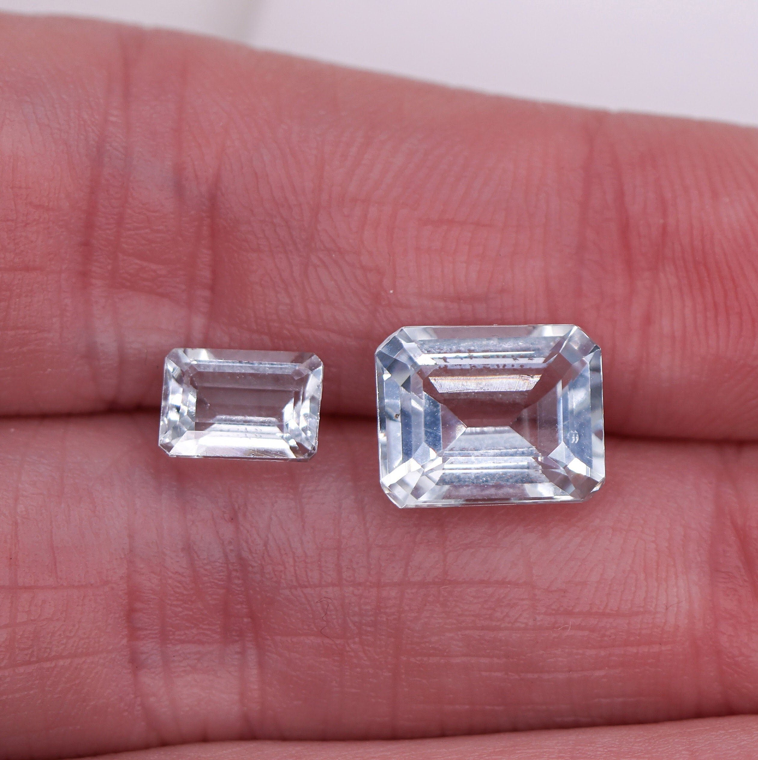 Gemstones-Aquamarine Loose Gemstones | Emerald Cut | 7x5mm 10x8mm | March Birthstone | Matched Pair | Blue Gem | Center Stone Setting | Natural | - NNJGemstones