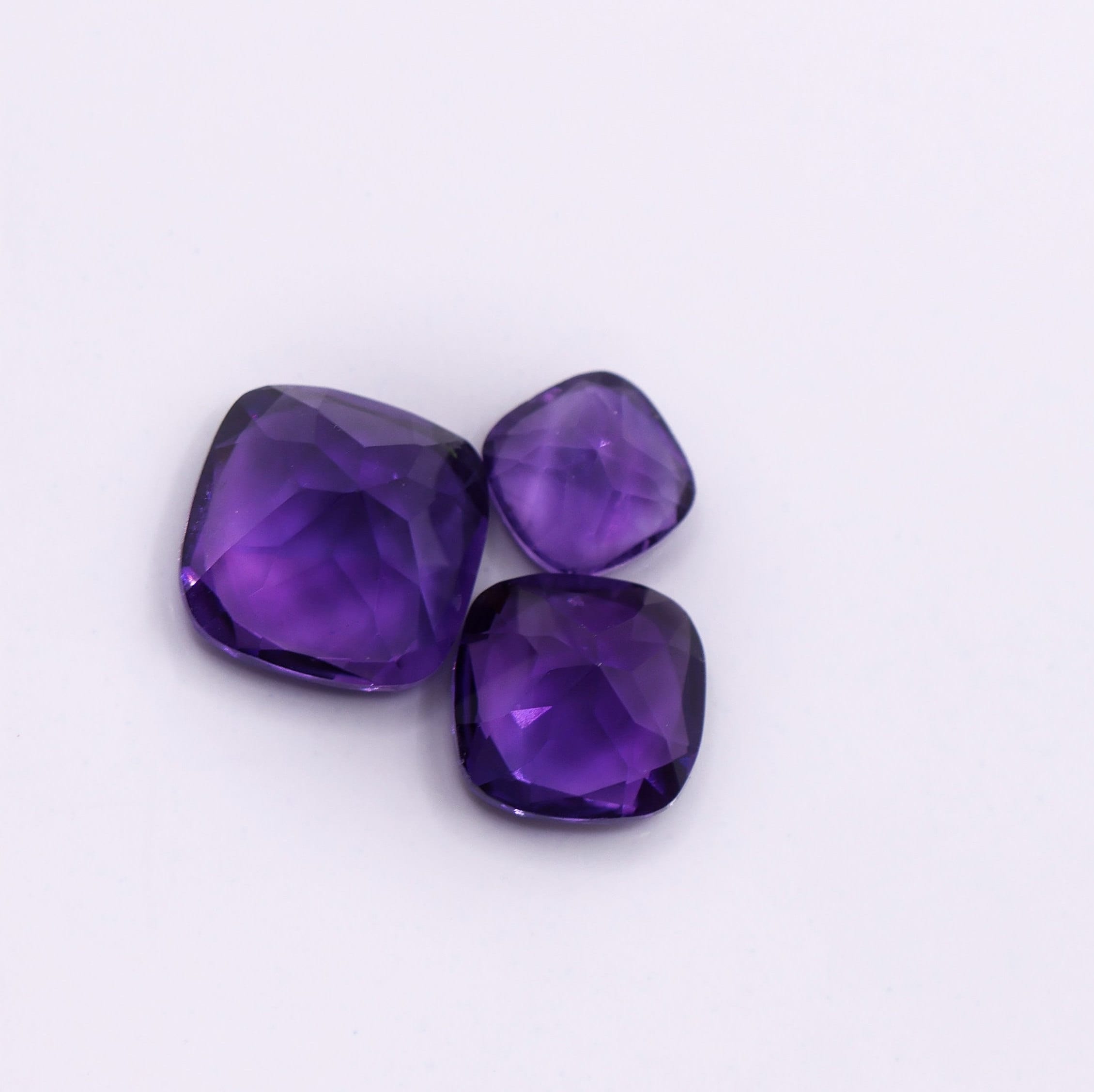 Gemstones-Purple Amethyst Loose Gemstones || Cushion Cut 6mm 8mm 9mm || Zambian Amethyst || February Birthstone || Single or Pair || - NNJGemstones