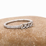 Stackable Rings-Simple East West Oval Shape Ring Semi Mount in Solid 14K or 18K White, Yellow or Rose Gold | Round 3mm | Gemstone | Stone Setting - NNJGemstones
